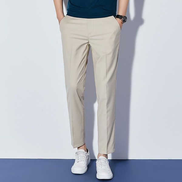 

korean 9-point pants men's 2021 non iron light business slim casual, Black