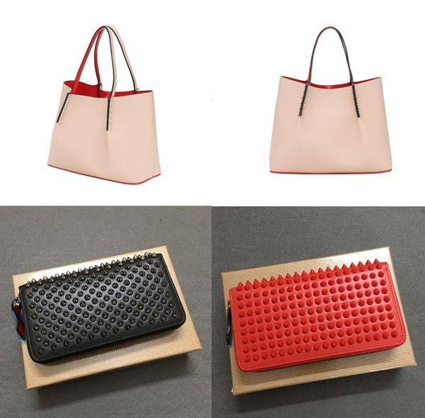 

big handbag+ small wallets/set women men rivet shoulder bag fashion handbag genuine leather totes bags