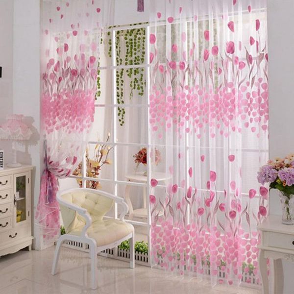 

curtain & drapes colorful pink tulip sheer curtains voile tulle for kitchen living room bedroom window treatment screening home decoration