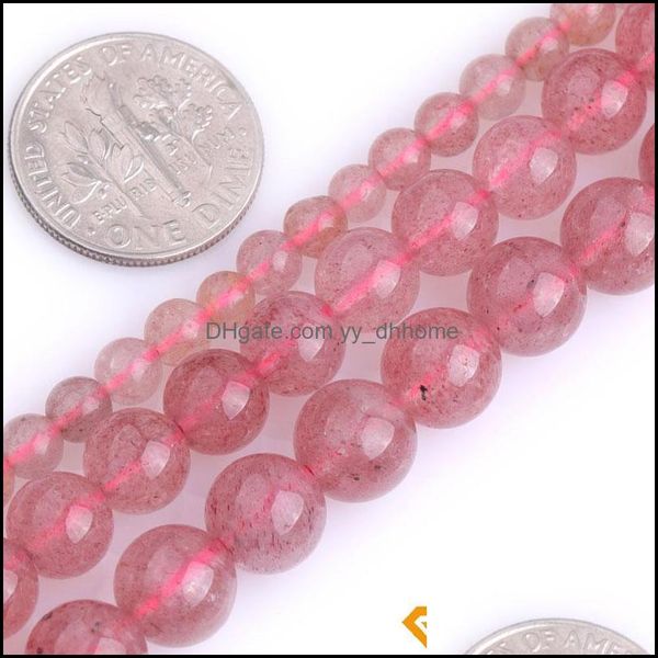 Altri gioielli con perline sfuse Quarzi di roccia rossa Stberry di grado naturale Accessori distanziatori rotondi per realizzare fili da 15 pollici 4 6 8 mm Drop Delivery 2