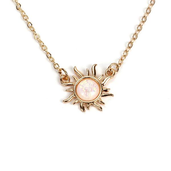 

pendant necklaces tangled sun necklace with opal dainty celestial sunburst jewelry for women sunshine charm available in silverstone/goldton, Silver