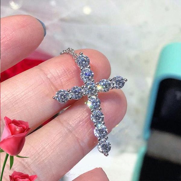 

ramos 5a zirconia cross crystal pendants necklace fashion bride wedding for women classic silver color zircon stone jew pendant necklaces