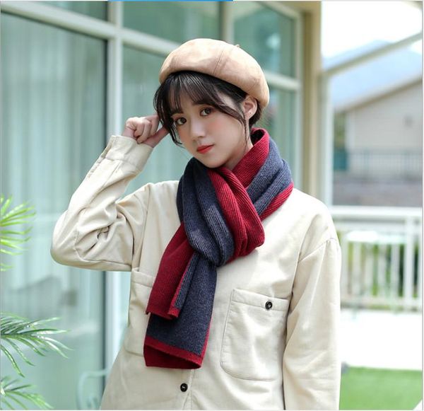 

new fashion scarves 30*180cm women warm fashion scarf double color autumn winter shawl ladies solid female wraps, Blue;gray