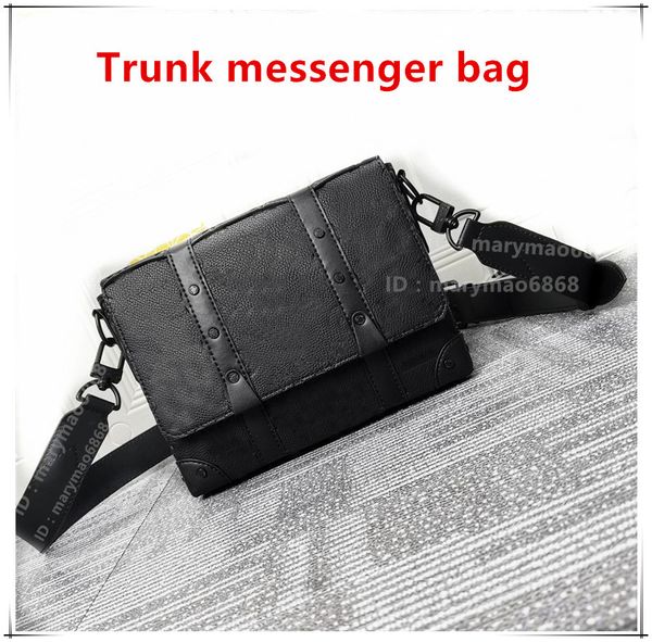 

fashion mens designer trunk messenger shoulder bags m45727 flap rectangular box embossed leather trunks magnetic adjustable strap men crossb