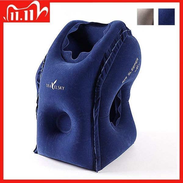 

upgraded inflatable air cushion travel pillow headrest chin support cushions for airplane plane car office rest neck nap pillows