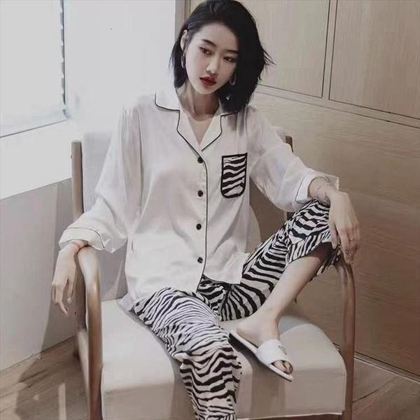 

summer ice silk womens sleepwears long sleeve homewear thin pajama and satin two piece suit, Black;red