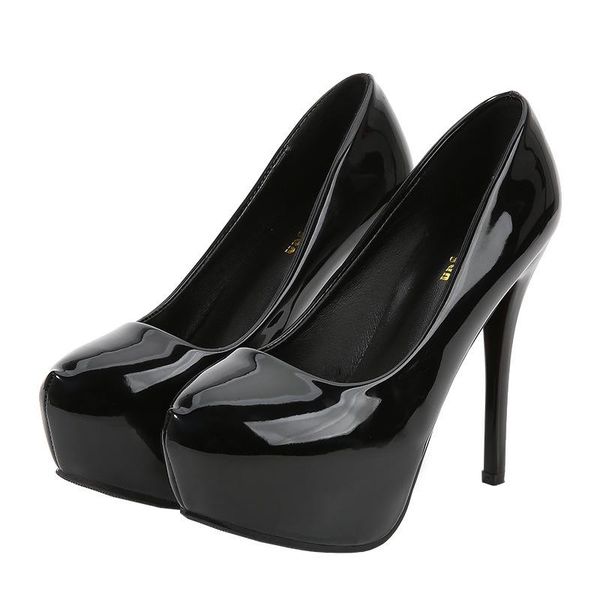

dress shoes women pumps brand 10cm 12cm thin high heels black pu slip on round toe office career party wedding waterproof