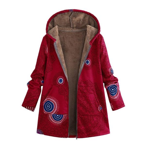 

women's jackets women jacket womens winter warm outwear print hooded pockets vintage oversize coats blouse #yb40, Black;brown