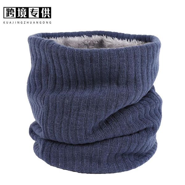 

scarves outdoor warm neck cover, solid color, men's and women's double-layer with plush collar for use, Blue;gray