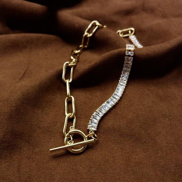 

chokers 2021 trendy choker necklaces for women girls elegant style stitching crystal link chain fashion jewelry gifts, Golden;silver