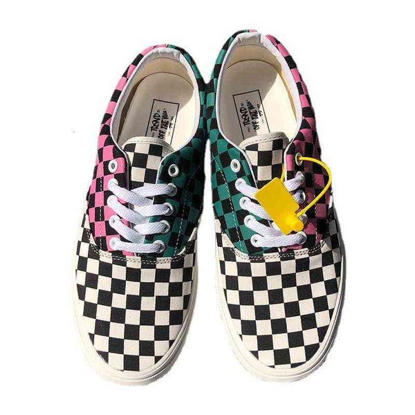 

longvance pink green checkerboard low canvas shoes ghost killing blade the same type of putian high quality