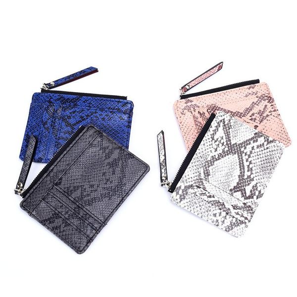 

card holders fashion bank package women wallet snake pattern mini zipper purse coin bag, Brown;gray