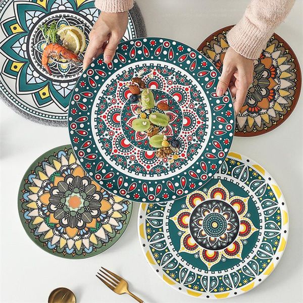 

dishes & plates creative ceramic hand-painted under glaze dinner plate porcelain steak dessert cake sushi dish bohemian style tableware