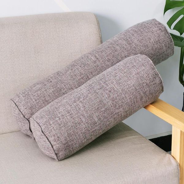 

pillow thick cotton linen cylindrical clamp legs solid color multifunctional lumbar semicircle