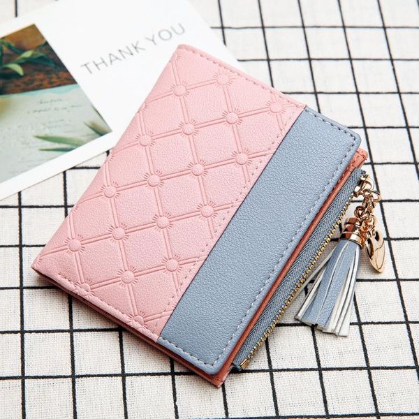 

wallets women's wallet women purse portefeuille for cards purses with clutch and zip leather female coin pocket card holder, Red;black
