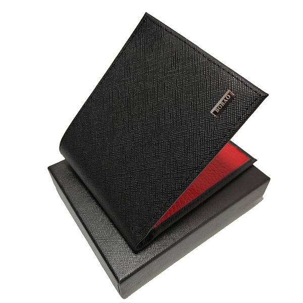 

bobao leather men's wallets thin male wallet card holder cowskin soft mini purses fashion design vintage men short slim id bag, Red;black