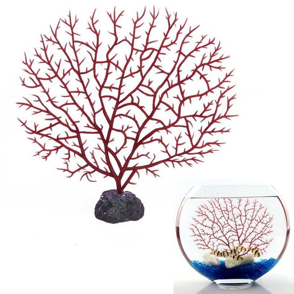

aquarium artificial red coral underwater plants ornament decorating decorations