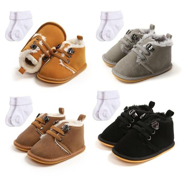 

first walkers autumn born baby boy lace-up shoes soft-soled toddler socks two piece