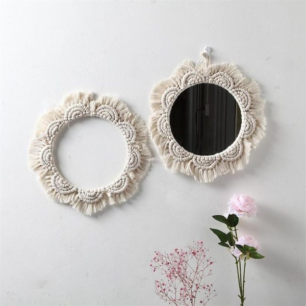 

mirrors nordic wall hanging mirror boho with frame decorative makeup art ornament for living room bedroom dorm entryway