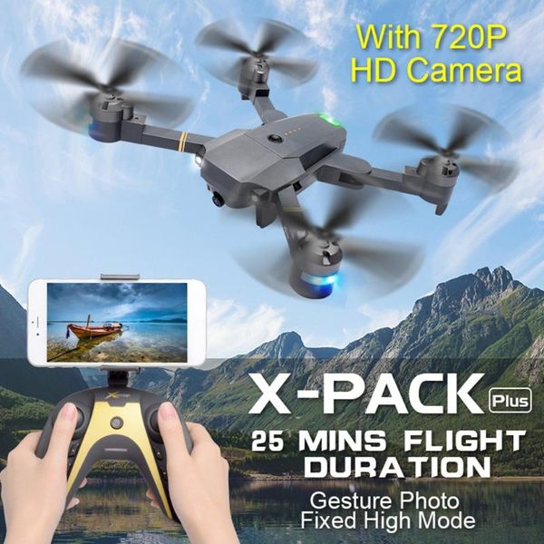 

drones xt-1 wifi 2.4ghz fpv 720/1080p hd camera folded rc quadcopter with gravity induction fixed height mode real-time transmission