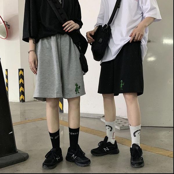 

womens short harajuku aliens vintage casual loose large straight bf pantalones jogger bike shorts female drop, White;black