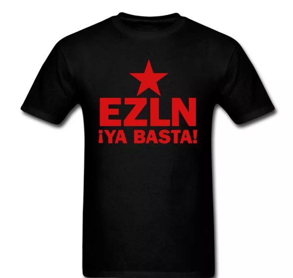 

EZLN Zapatista Star Ya Basta! Spanish Man T-shirt Tee, White;black