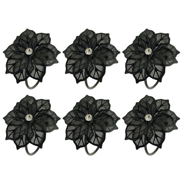 

napkin rings 6pcs metal mesh flower ring party buckle black