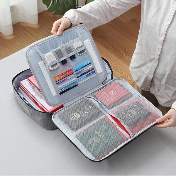 

large capacity multi-layer document tickets storage bag certificate file organizer case home travel passport briefcase bags