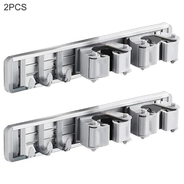 

hooks & rails mop holder heavy duty with hook universal storage removable wall mounted space aluminum punch-hanging rack accessories