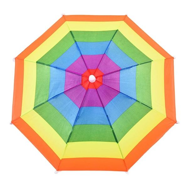 

wide brim hats hat with umbrella for sun protection rain rainbow strips kids children d5qb, Blue;gray