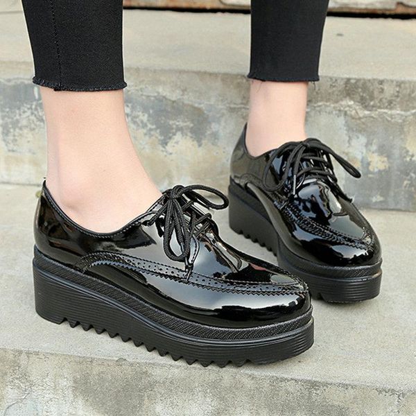 

dress shoes nice summer women rain pumps high heels oxford leather black woman mature female lace up casual footwear