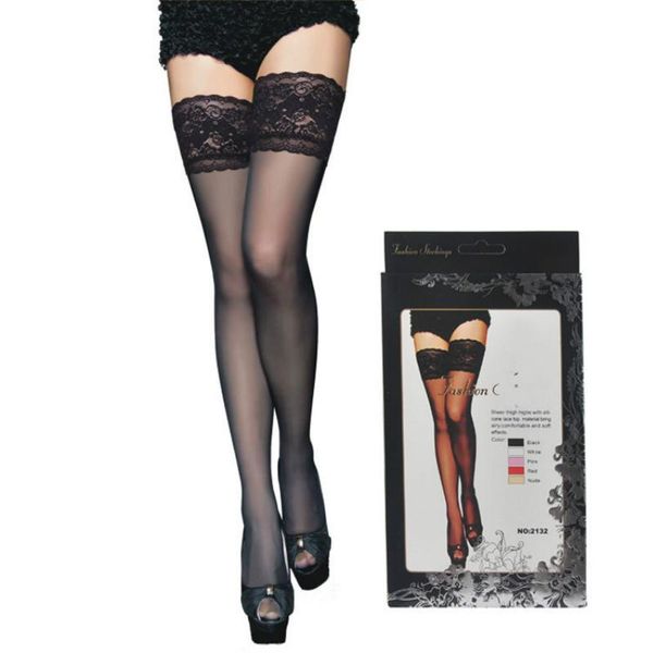

socks & hosiery 5pcs stockings for women white thigh knee girl elastic spring fashion silicone anti slip 13cm lace high tube 5 colors, Black;white