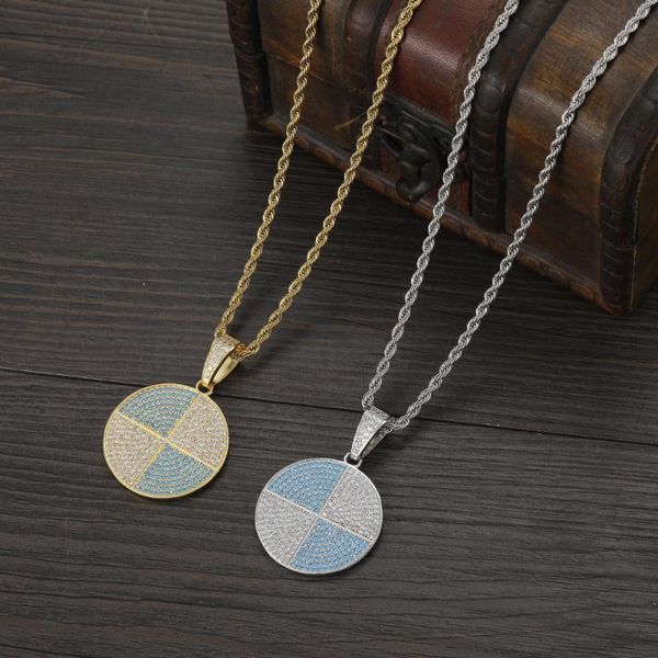 

pendant necklaces bling zircon necklace brass cz pendants men hip hop jewelry cn387, Silver