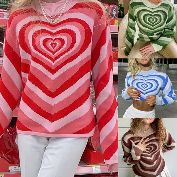

women's sweaters knitted sweater heart striped pullovers girls sweet long sleeve turtleneck jumper autumn streetwear, White;black