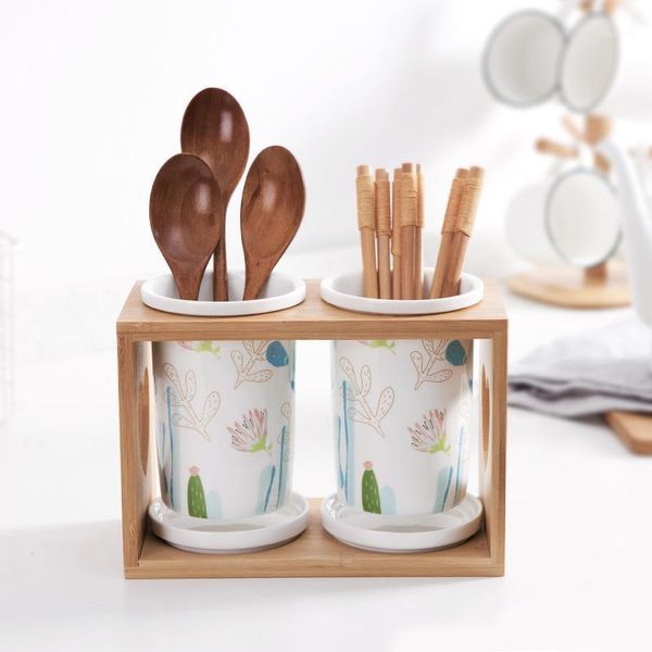 

storage bottles & jars 3pcs japanese ceramic chopsticks tube with shelf deskknife and fork spoon box set kitchen tableware storagecontai