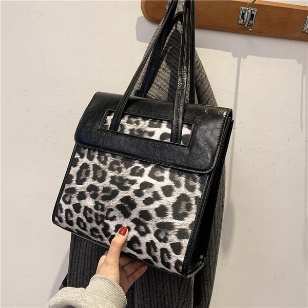 

evening bags women's shoulder bag leopard print large capacity luxury leather splicing handbags wholesale 2021 fashion female trend