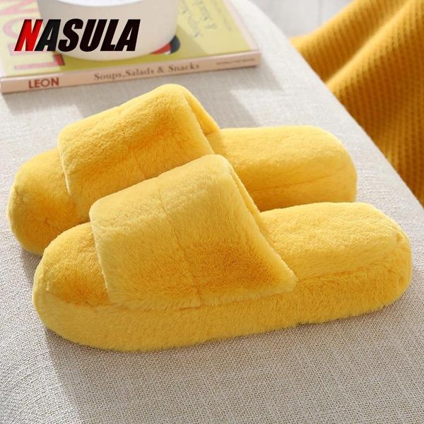 

winter wool cotton fur slippers women stylish indoor household flat bottom casual joker sandals for female, Black