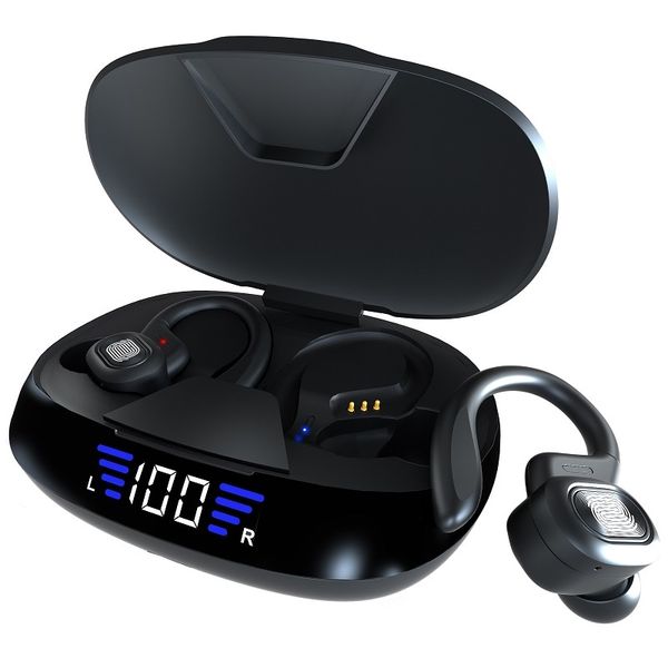 

tws bluetooth earphones with microphones sport ear hook led display wireless headphones hifi stereo earbuds waterproof headsets