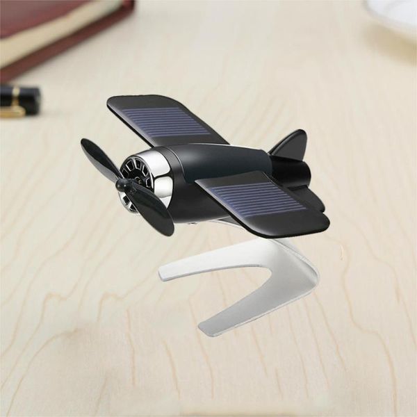 

interior decorations car styling airplane decoration non-slip mat alloy solar energy rotate aircraft dashboard (black color lemo