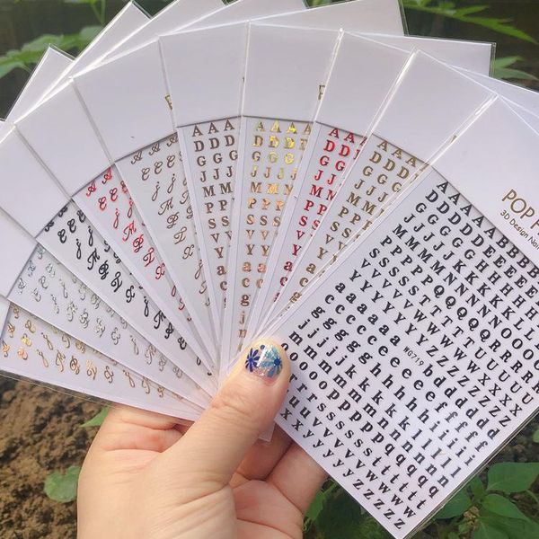 

stickers & decals 1pc inscriptions 3d nail art sticker english alphabet decal stamping words designs decorations for tips, Black
