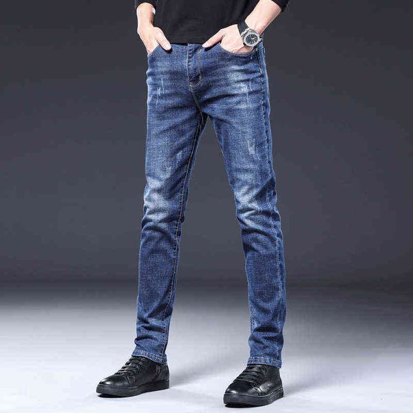 

men's jeans spring autumn korean thin jeans summer long pants men's simple versatile casual loose straight trendy brand, Blue