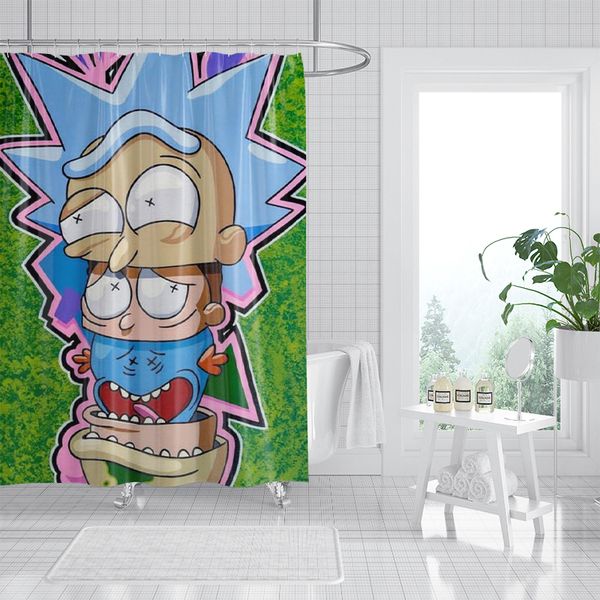 

double head animated character pattern 3d printed shower curtain waterproof, antifouling, durable and fine workmanship