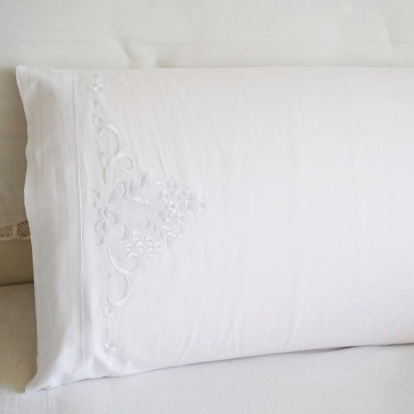 

pillow case 2 pcs white pillowcase embroidered slip 100% cotton fabric 480x740mm