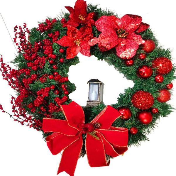 

christmas decorations safflower lantern wreath garland door window wall hanging ornament decoration 25cm