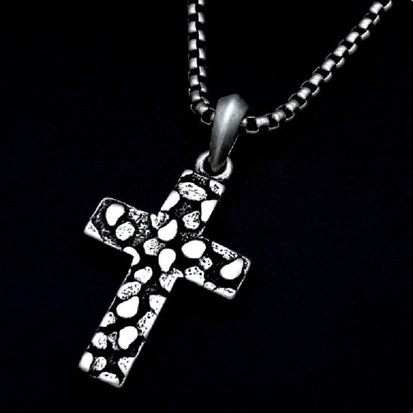

fashion design necklace pendant luxury jewelry titanium steel imitation stone cross male and female stainless religious accessories, Silver