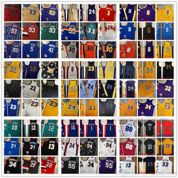 Mitchell und Ness echte authentische genähte West-Basketballtrikots Steve Charles Nash Barkley John Karl Stockton Malone Carmelo Dikembe