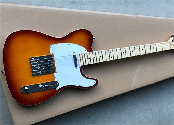 En kaliteli özel dükkan vs sunburst elektro gitar Basswood gövde dot kakma akçaağaç boyun klavye beyaz inci pickguard