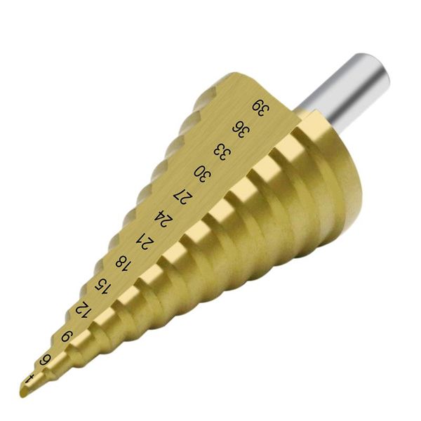 

professional drill bits 4-39mm hss round shank titanium coated step pagoda ladder