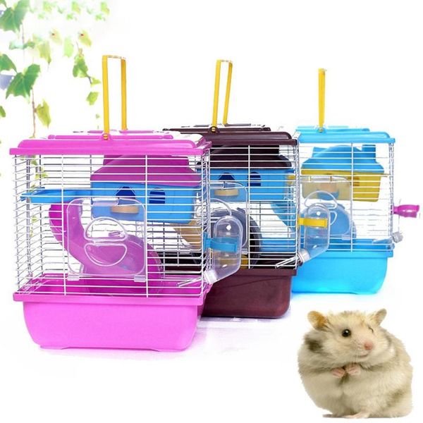

pet cage hamster hut double-storey house with transparent skylight guinea pig slide villa golden silk bear runner home small animal supplies