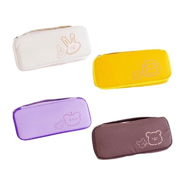 

pencil bags large capacity canvas case zippered pocket travel toiletries bag with handle hidden organizer
